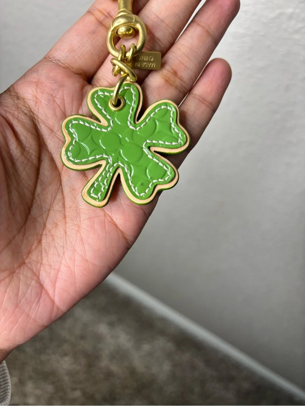 Coach Four Leaf Clover bag charm green patent leather shamrock - charm only
